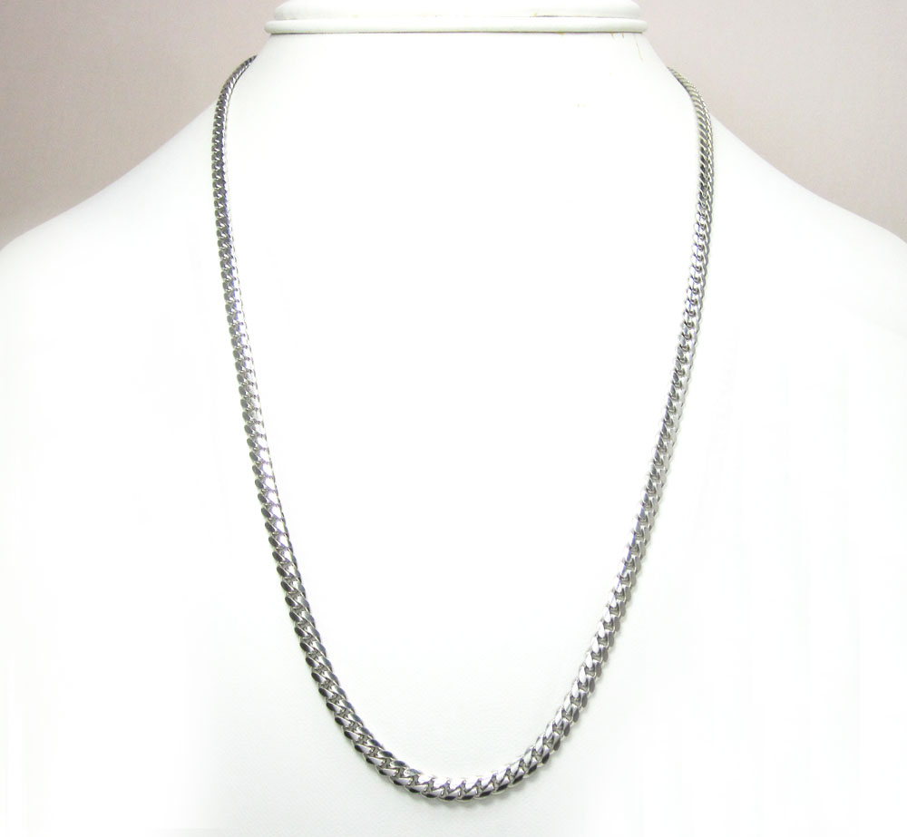 14K White Gold Solid Tight Miami Link Chain 20 Inch 3.8mm