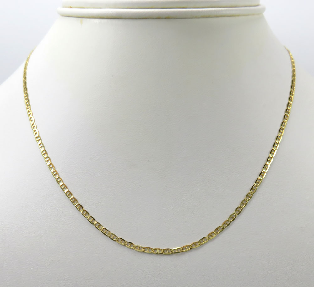 Buy 10k Yellow Gold Solid Diamond Cut Tight Mariner Link Chain 24 Inch ...