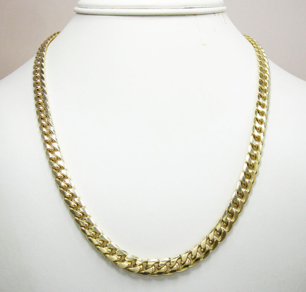 Buy 10k Yellow Gold Thick Miami Link Chain 20-28 Inch 7.5mm Online at ...