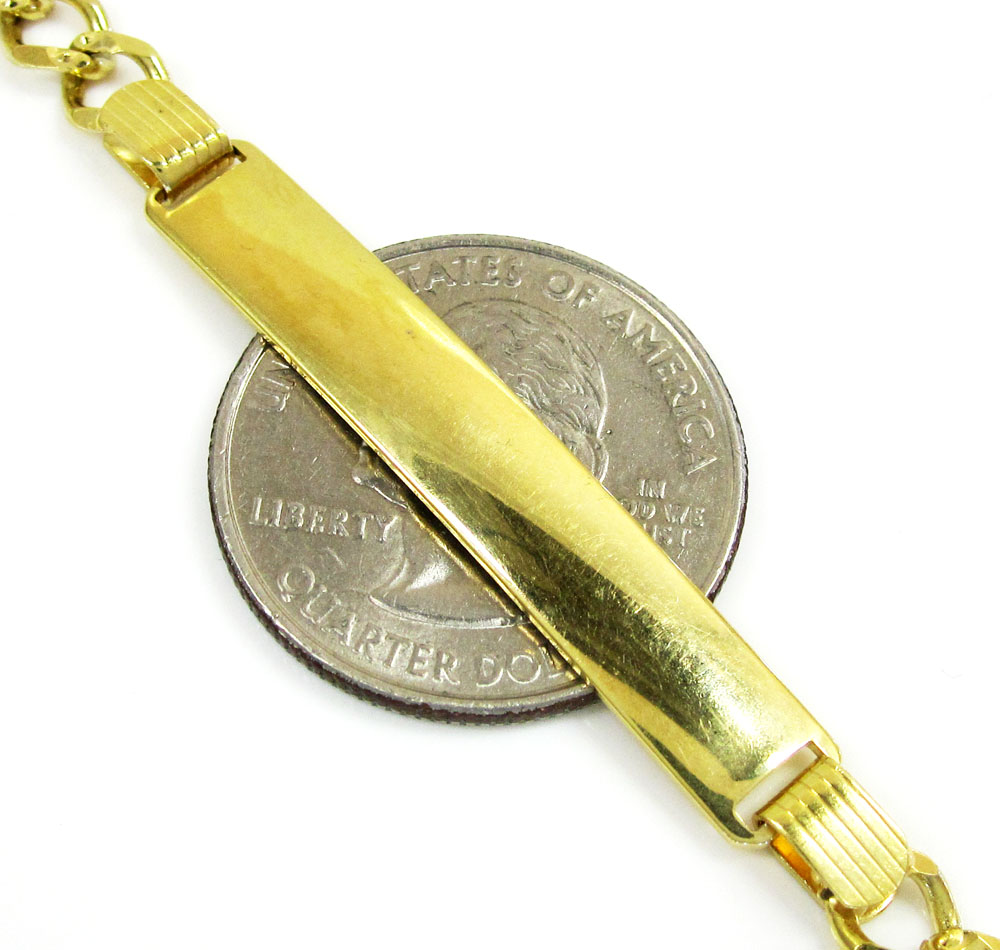 Buy 10k Yellow Gold Diamond Cut Figaro Id Bracelet 7 Inch 5.5mm Online 