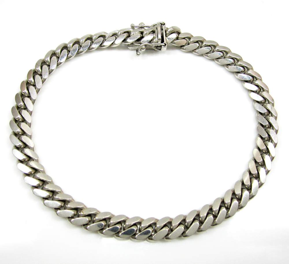 Buy 14k White Gold Solid Miami Bracelet 8.50' 6mm Online at SO ICY JEWELRY