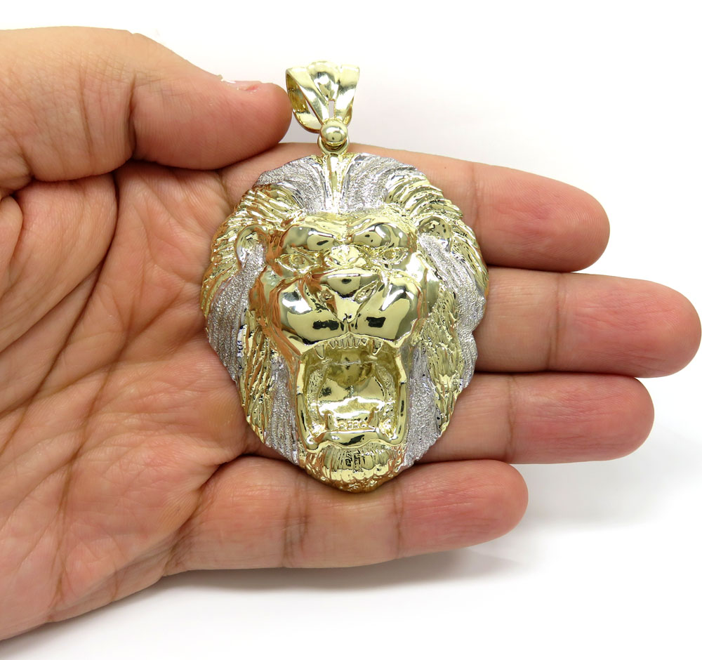 Buy 10k Yellow Gold Large Two Tone 3d Lion Head Pendant Online at SO ICY JEWELRY