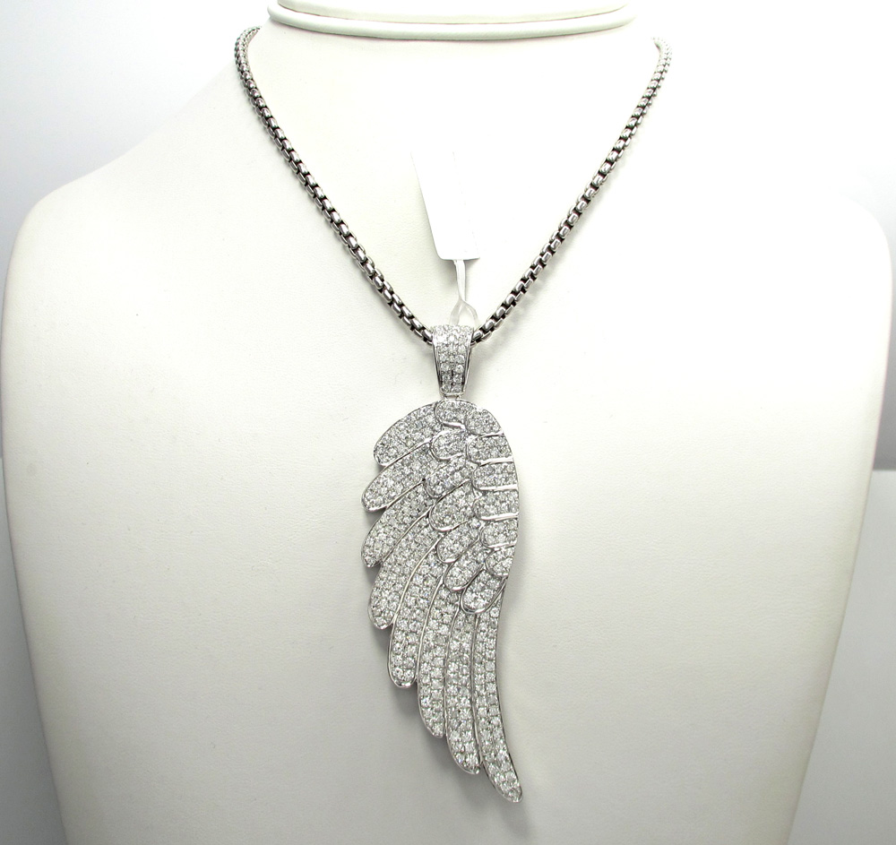 Diamond Double Angel Wing Necklace, 14k Gold