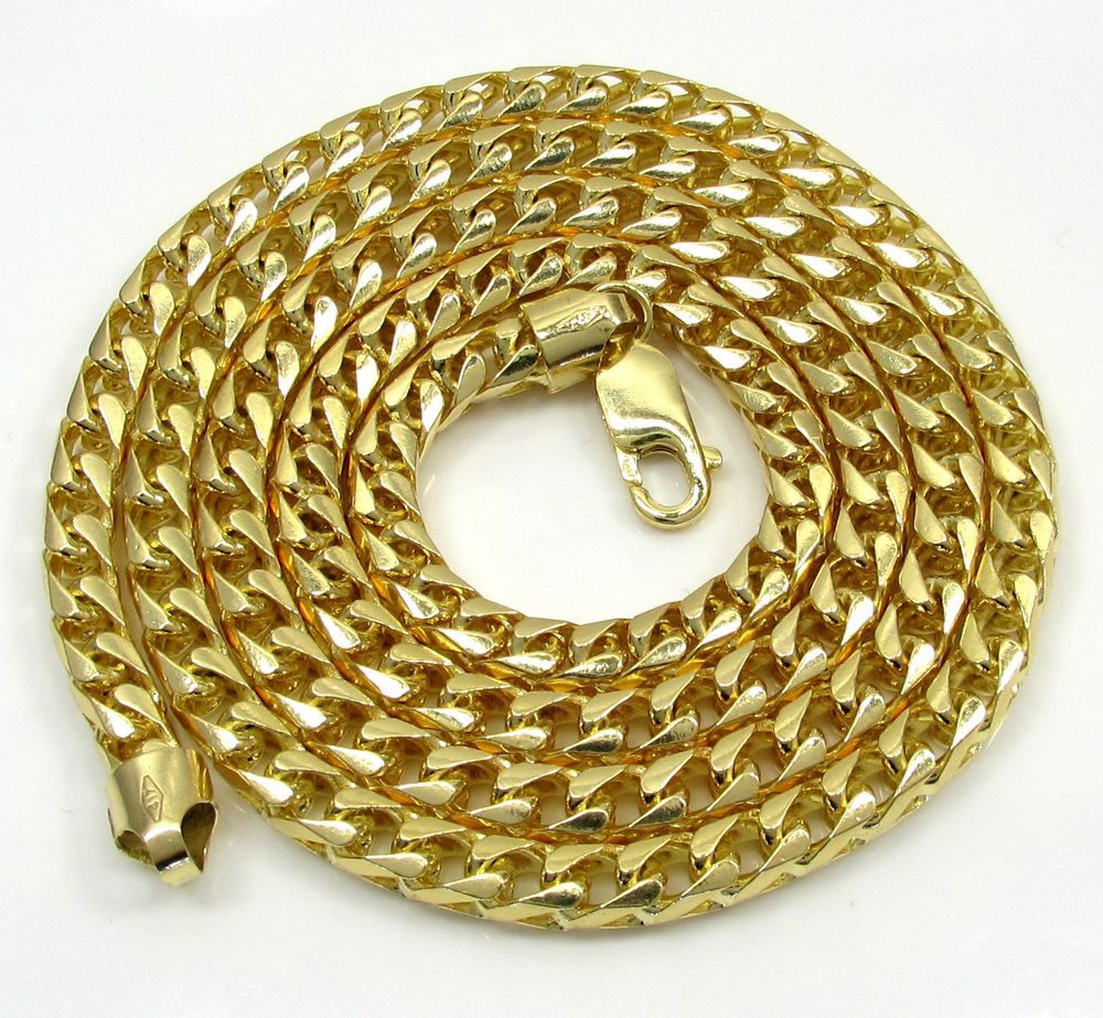 Buy 10k Solid Yellow Gold Tight Link Franco Chain 24-26 Inch 4.5mm ...
