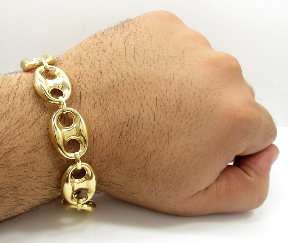 10K Yellow Gold Gucci Link Bracelet 9.25 Inch 18.80mm