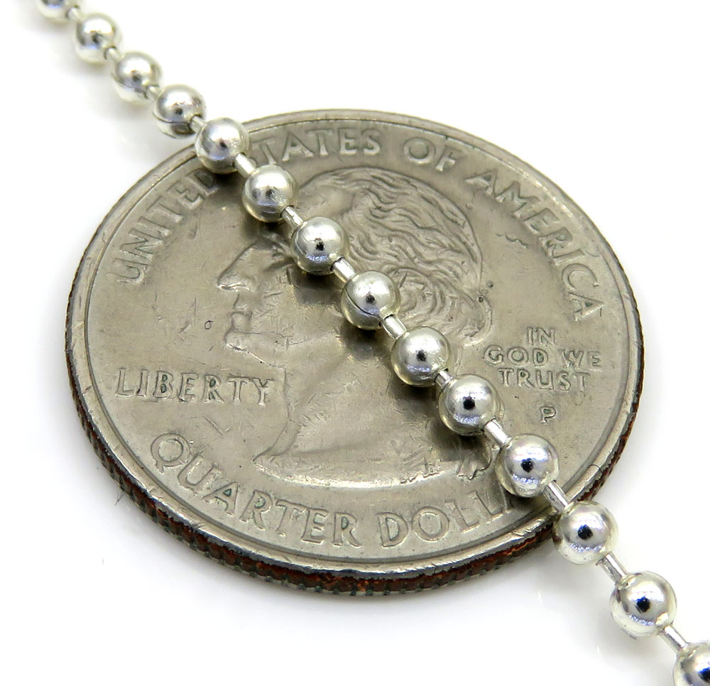 925 White Sterling Silver Ball Link Chain 32 Inch 2.50mm