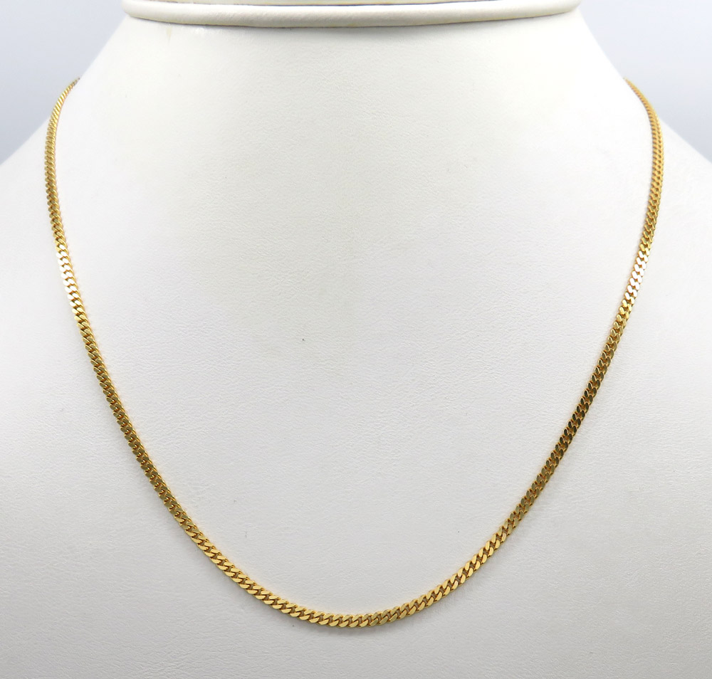 Buy 14k Yellow Gold Skinny Tight Link Miami Chain 20-24 Inch 1.8mm ...