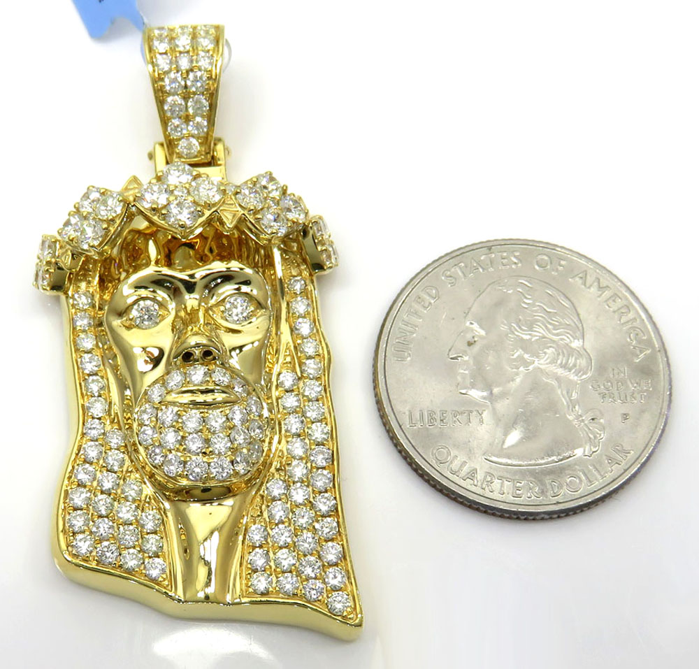 Buy 14k Yellow Gold Diamond Jesus Piece Pendant 3.64ct Online at SO ICY
