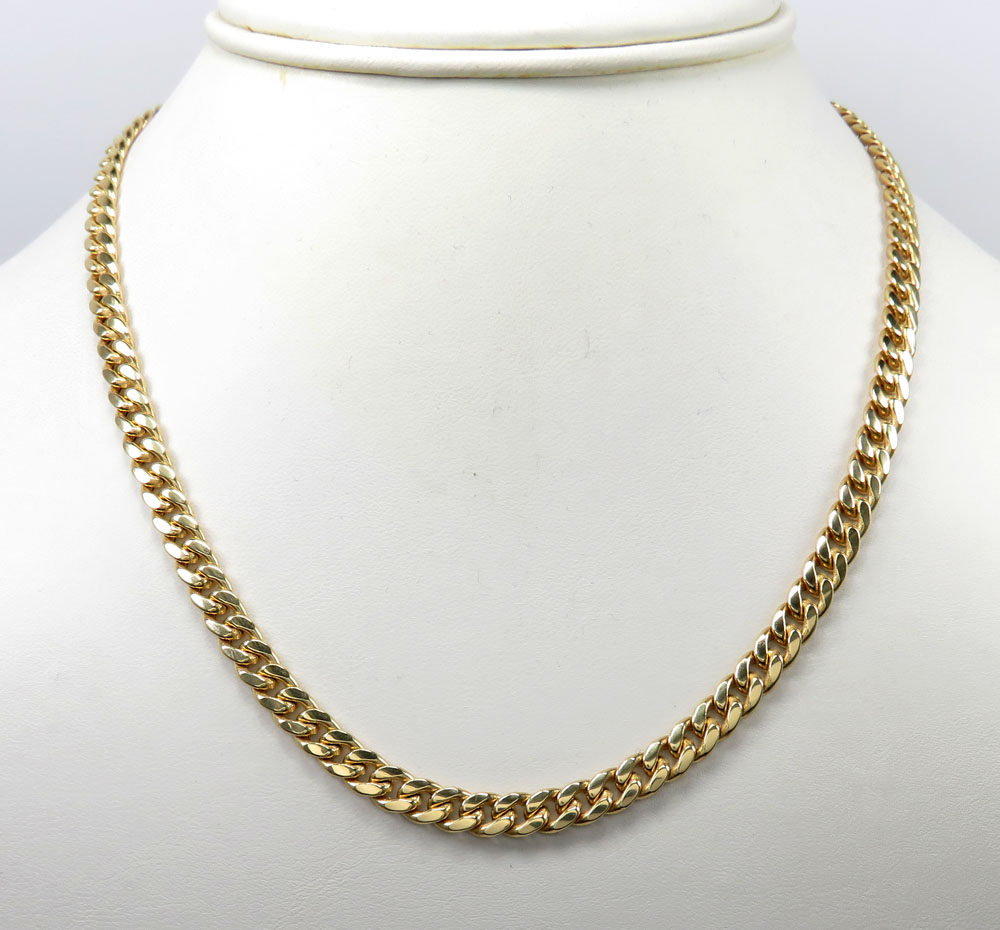 Buy 10k Yellow Gold Hollow Boxed Lock Miami Chain 18-28 Inch 5.5mm ...