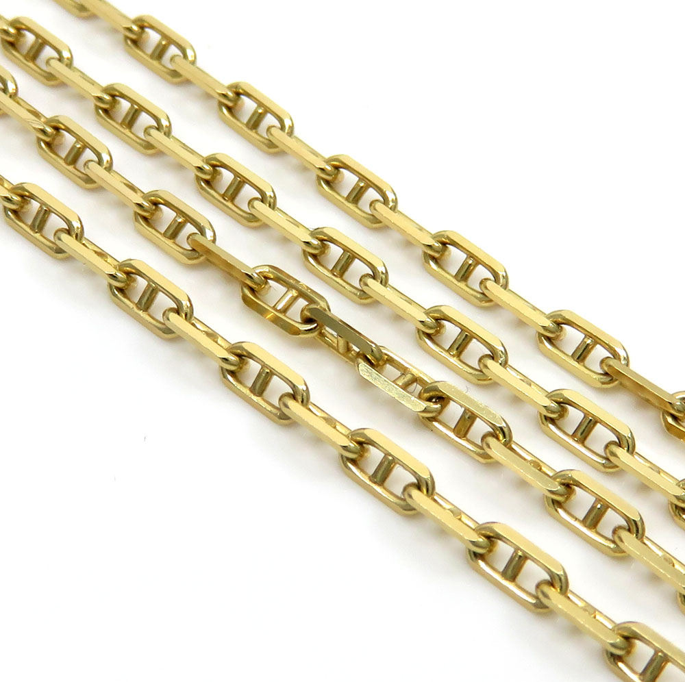 14K Yellow Gold Solid Mariner Chain 24 Inches 2mm