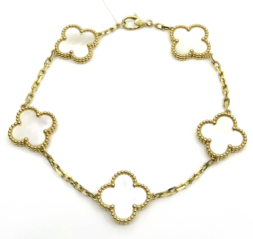  TICVRSS 18K Gold Plated Clover Bracelet for Women