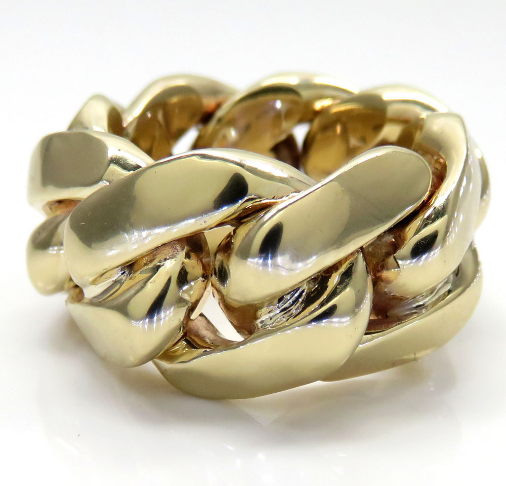 Buy 10k Yellow Gold 15mm Solid Miami Link Ring Online at SO ICY JEWELRY