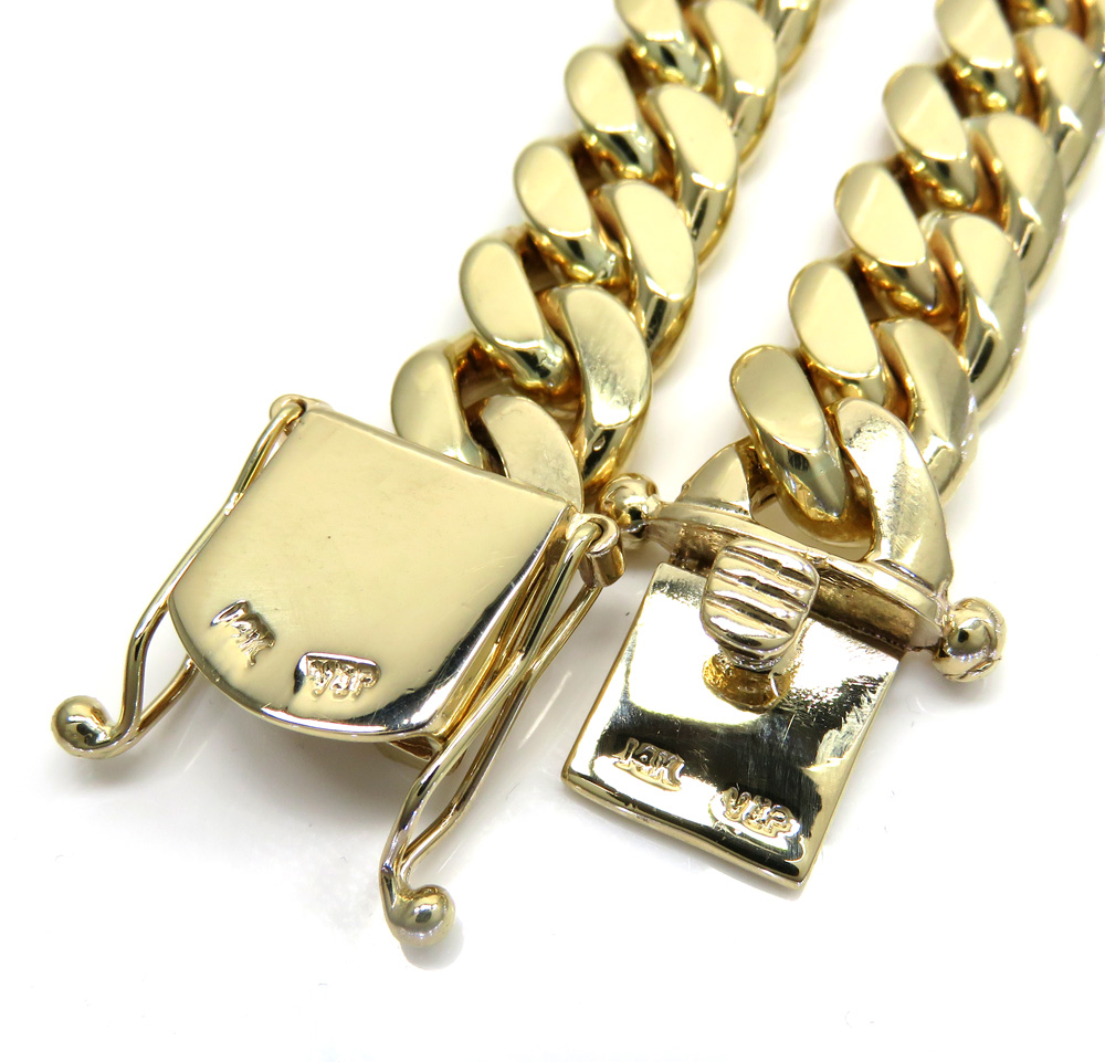 14K Yellow Gold Cuban Link Bracelet 13 mm