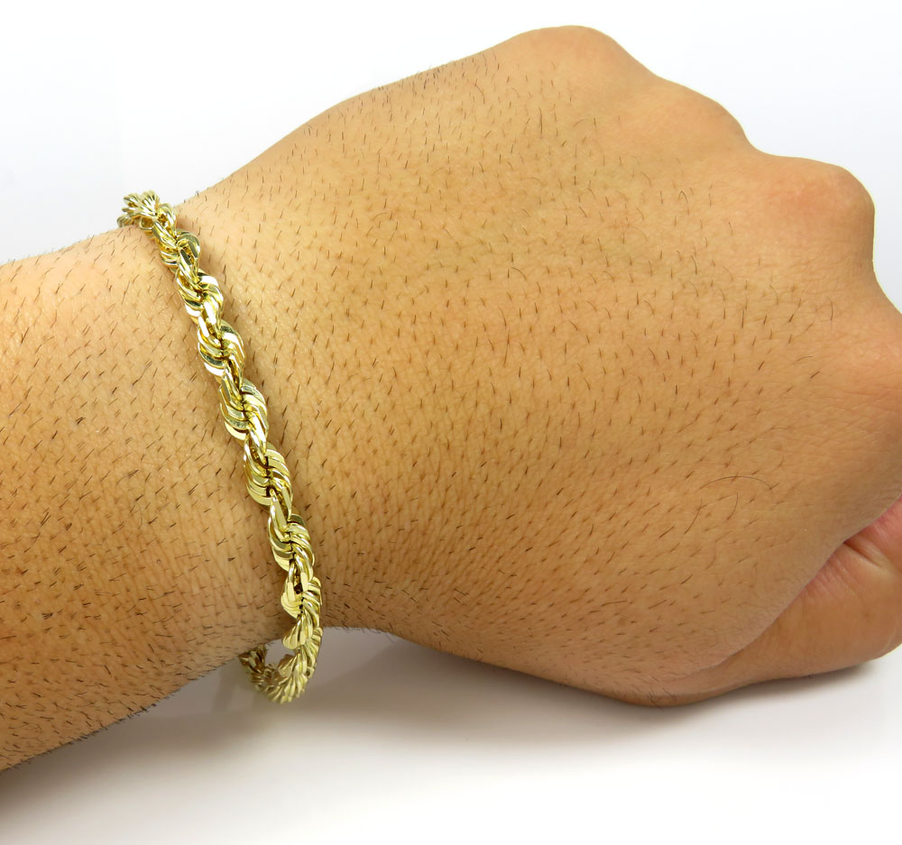 Buy Mens 14k Yellow Gold Solid 4mm Diamond Cut Rope Chain Bracelet 8 9  at Amazonin