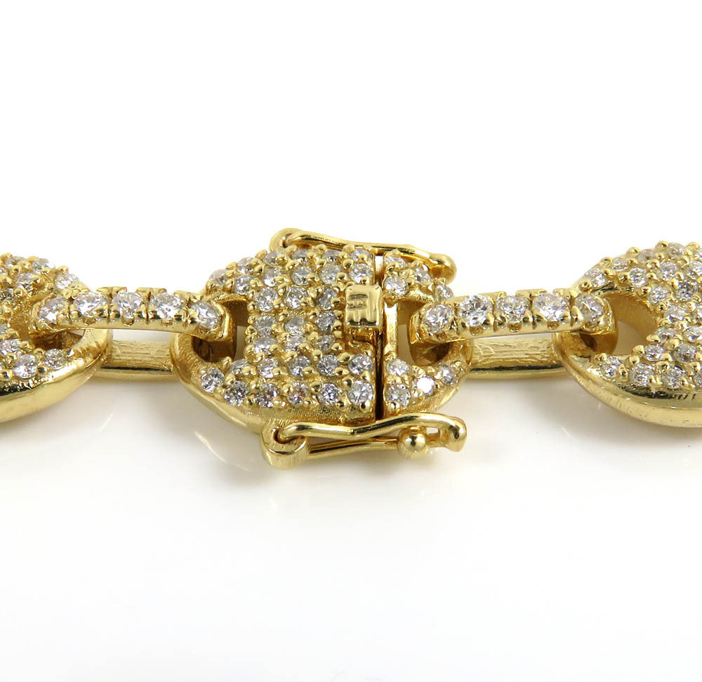 14K Gold Diamond Gucci Puff Link Bracelet 13 ctw – Avianne Jewelers