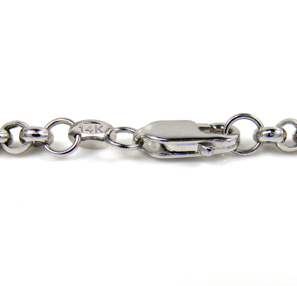 Buy 14k White Gold Hollow Rolo Link Chain 16-22 Inch 3.20mm Online at ...