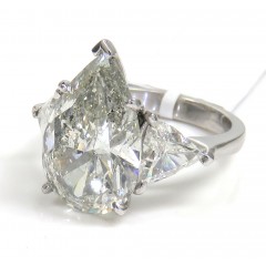 14k Gold Lab Grown Pear & Trillion Diamond Engagement Ring 6.70ct
