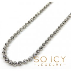 925 White Sterling Silver Diamond Cut Bead Chain 18-26 Inch 2.20mm