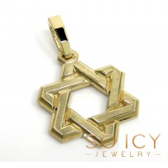 14k Yellow Gold Honey Comb Star Of David Pendant 