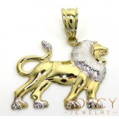 10k Two Tone Medium Closed Back Lion Pendant 