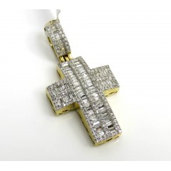 14k Yellow Gold Baguette Diamond Medium Cross 1.15ct