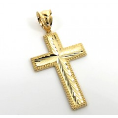 14k Yellow Gold Large Diamond Cut Fancy Cross 