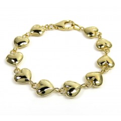 14k Gold 10mm Solid Puff Heart Bracelet 7' 