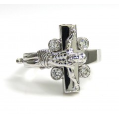 14k Gold Lab Grown Diamonds Jesus Cross Ring 0.20ct