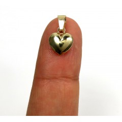 14k Gold Mini Solid Puffed Heart Pendant 