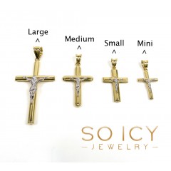 14k Yellow Gold Mini-large Tube Cross Pendant 