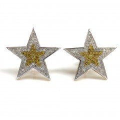 10k Yellow Gold Canary Diamond Star Earrings 0.70ct