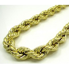 10k Yellow Gold Thick Smooth Hollow Rope Chain 22-28 Inch 9mm