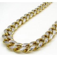 10k Yellow Gold Thick Reversible Two Tone Miami Chain 22-30 Inch 13mm