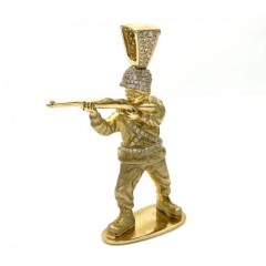 10k Solid Yellow Gold Diamond Toy Soldier Pendant 0.61ct