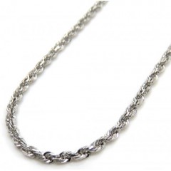 14k White Gold Skinny Diamond Cut Rope Link Chain 16-22 Inch 1.50mm