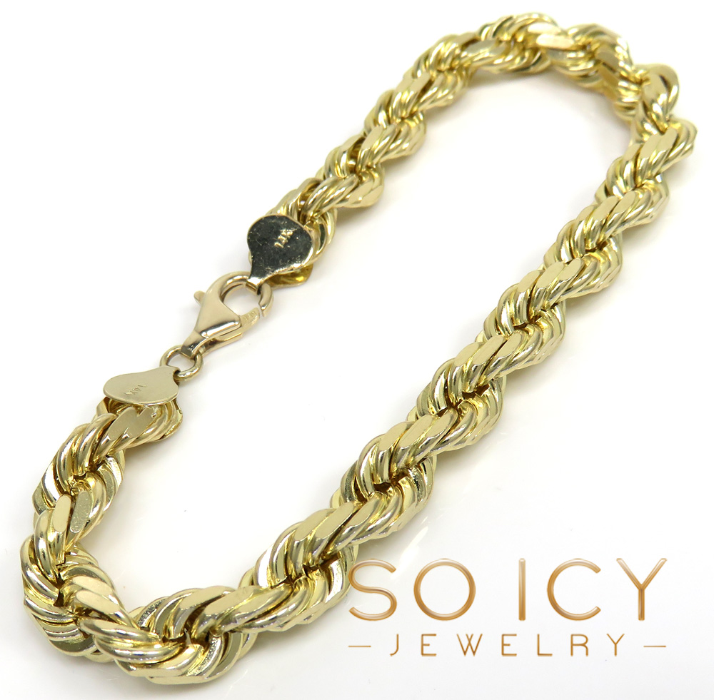 Nuragold 10k Yellow Gold 10mm Rope Chain Diamond Cut Bracelet Mens Jewelry  Lobster Clasp 8 85 9  Walmartcom