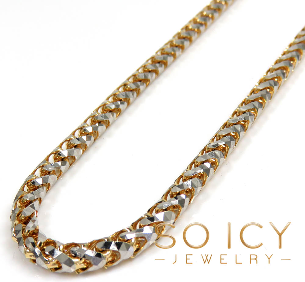 10k two gold prism cut franco chain 18-26 inch 4mm 