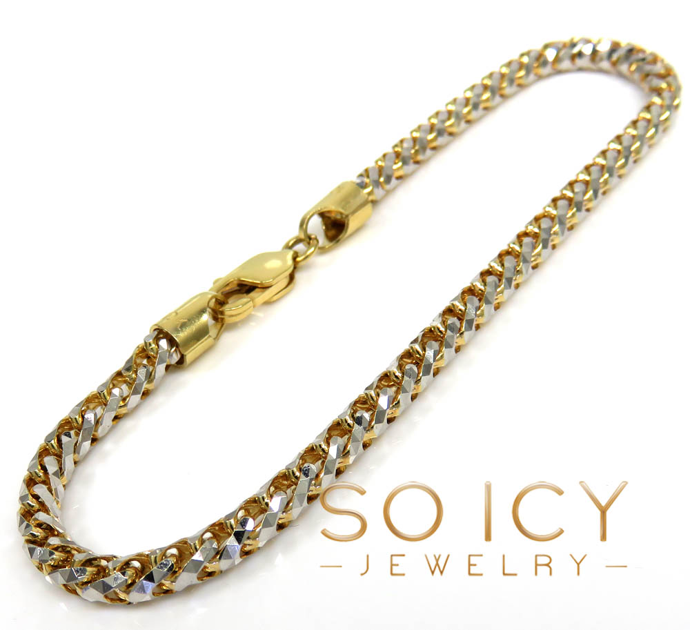 10k two gold solid prism cut franco chain 8.50