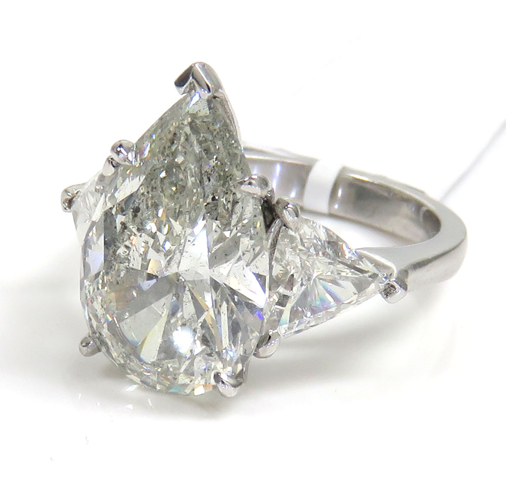 14k gold lab grown pear & trillion diamond engagement ring 6.70ct