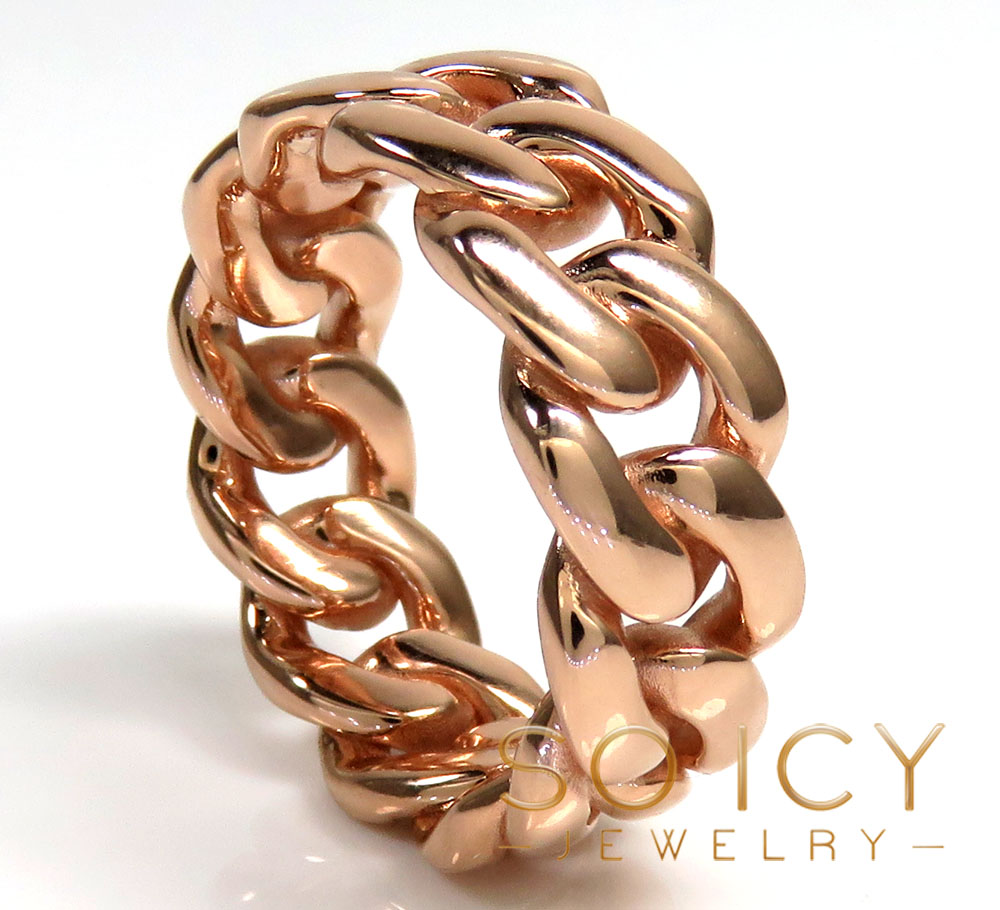 14k gold 9.50mm solid miami cuban link ring 