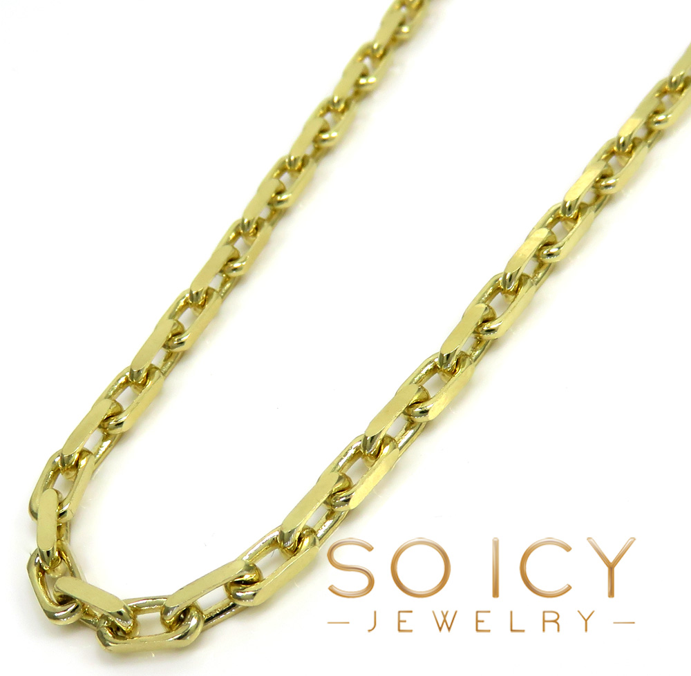 10k yellow gold solid flat edge cable link chain 18-26 inches 3.50mm 