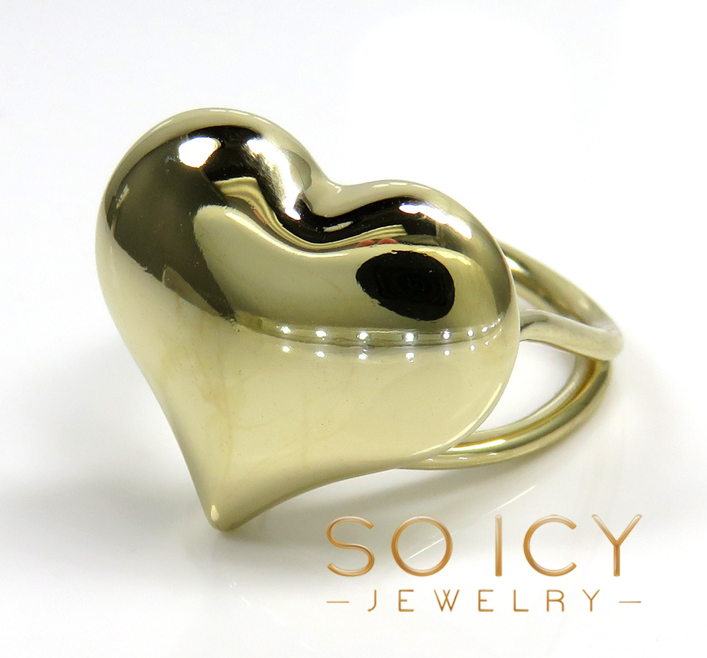 14k solid gold large heart ring 