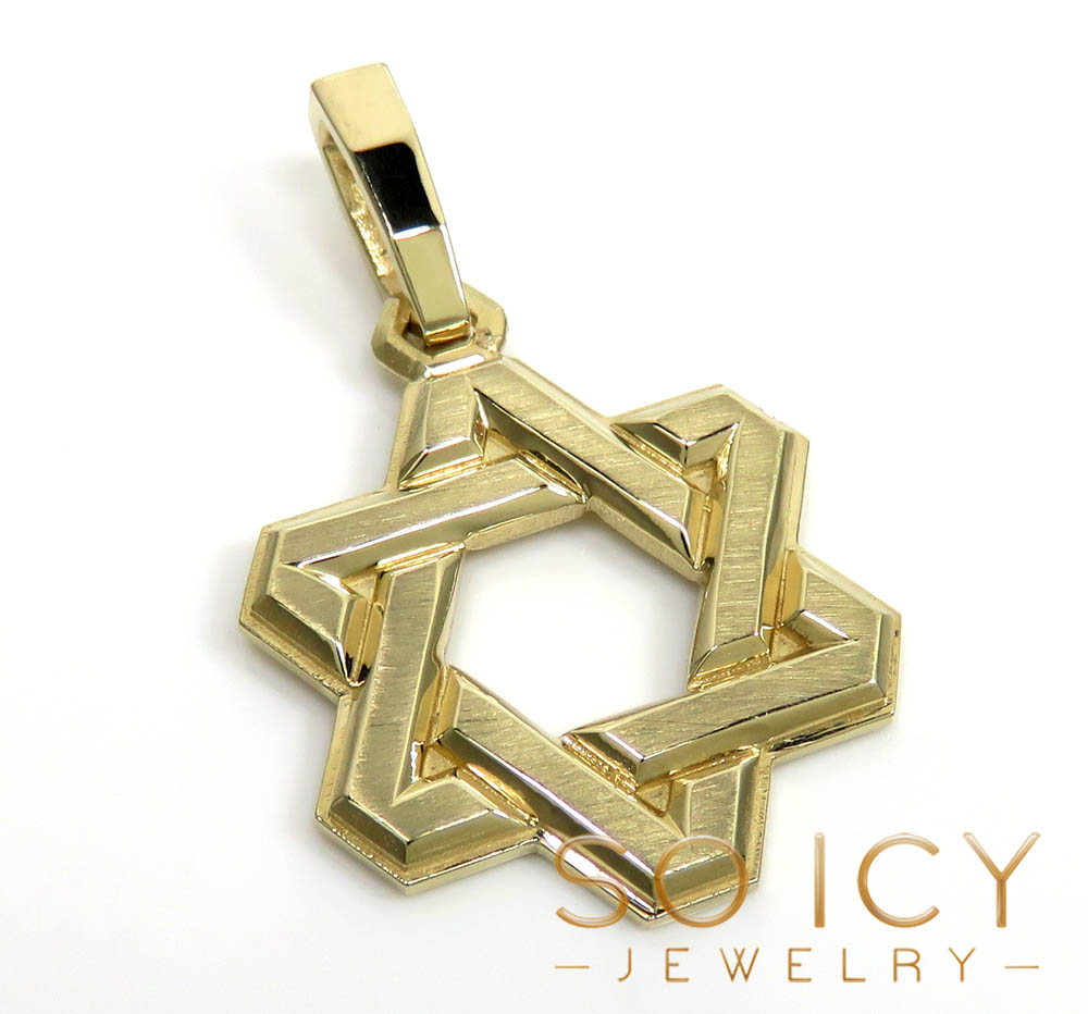 14k yellow gold honey comb star of david pendant 