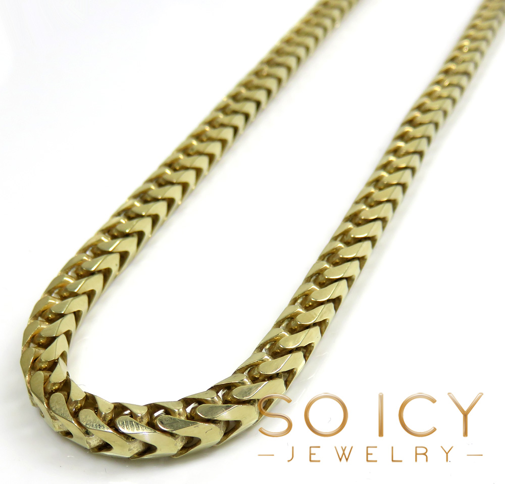 14k yellow gold solid tight link franco chain 24 inch 6mm