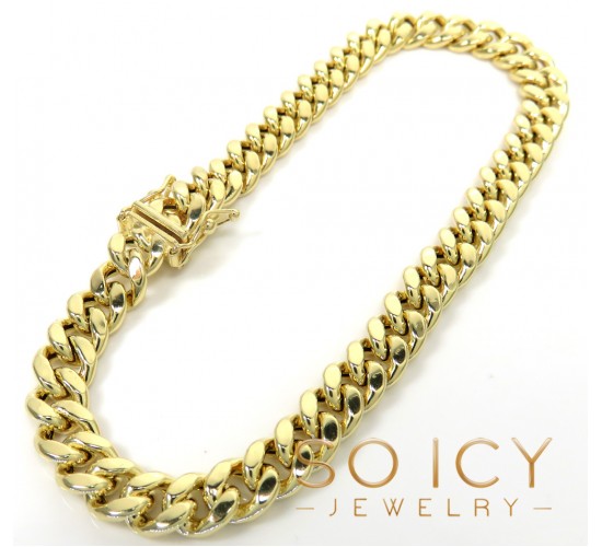 14k yellow gold hollow miami bracelet 8.50