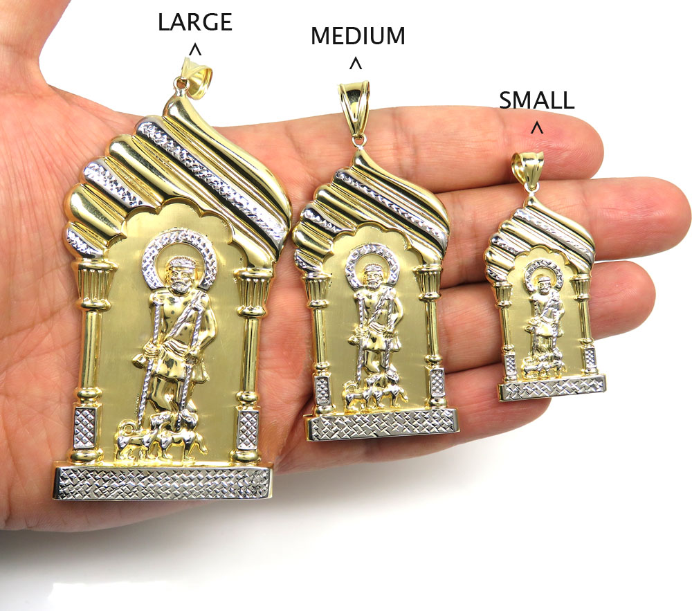 10k yellow gold small-large saint lazarus of bethany pendant