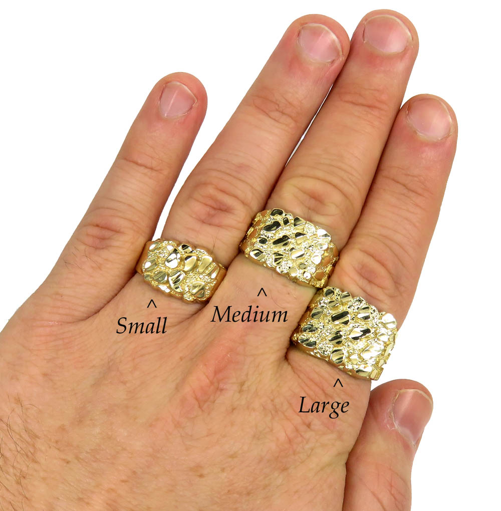 Mens 14k yellow gold small-large nugget ring