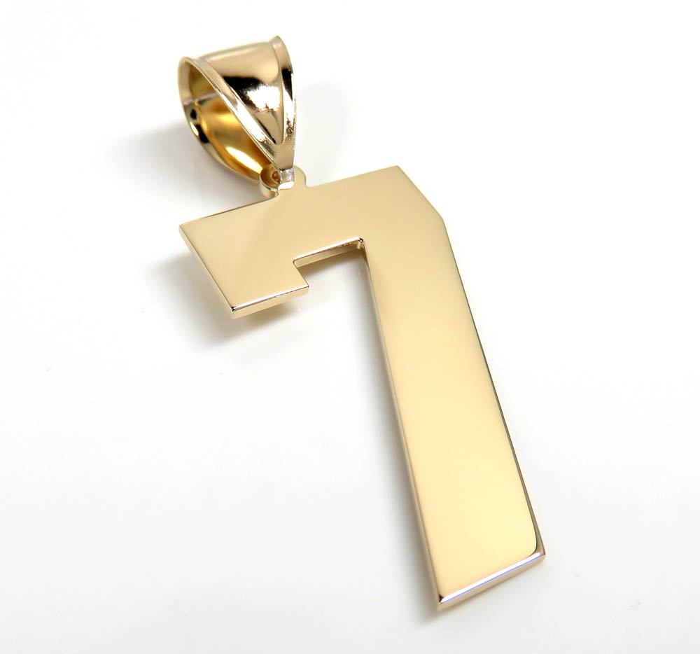 14k gold custom large number pendant 