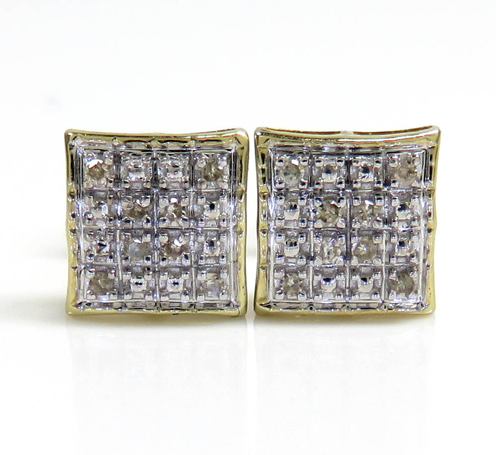 10k yellow gold 4 row diamond earrings 0.07ct 