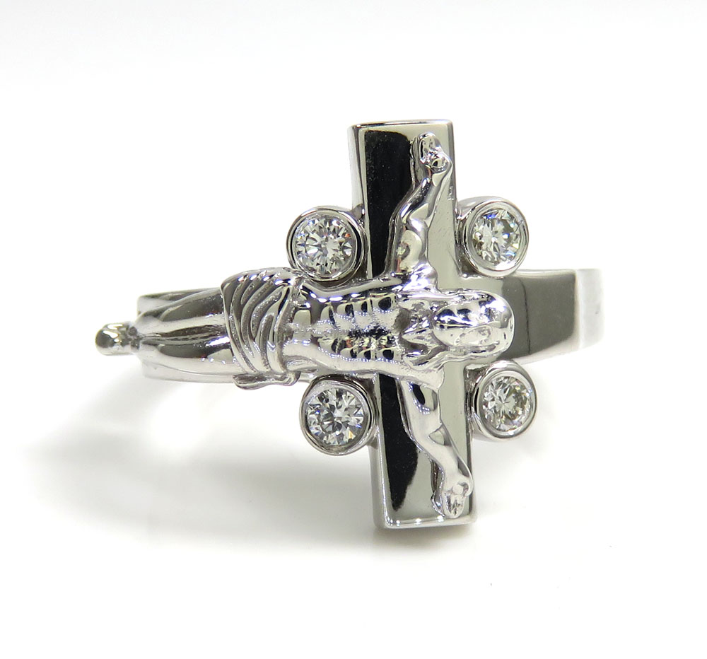 14k gold lab grown diamonds jesus cross ring 0.20ct